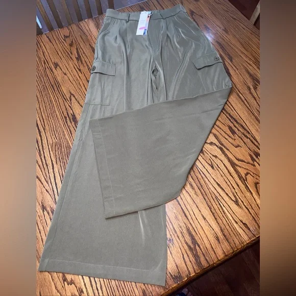 Dokotoo Women’s 12 High Waisted Wide Leg Cargo Pants 4 Pockets Baggy Casual NWT - Picture 7 of 14